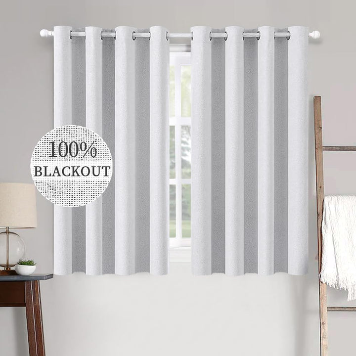 MIULEE Verdunklungsvorhänge mit ösen Gardinen Leinenoptik 2er Set 175 x 140 cm Grau Weiss Vorhang Bl