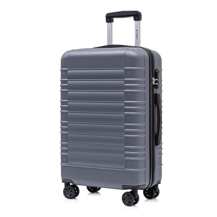 Koffer Suitcase L Grau, Trolley Reisekoffer, Rollkoffer Handgepäck mit 4 Rollen 360°, Hartschalenrei