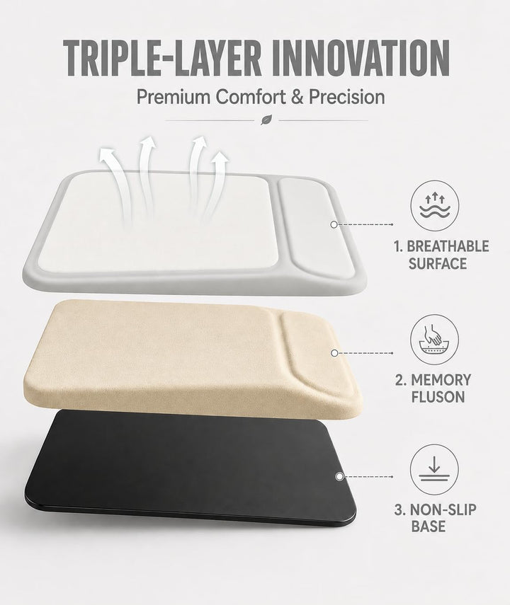 Mauspad Ergonomisches mit abgeschrägter Handauflage,Progressive druckfreie Unterstützung, Memory-Sch