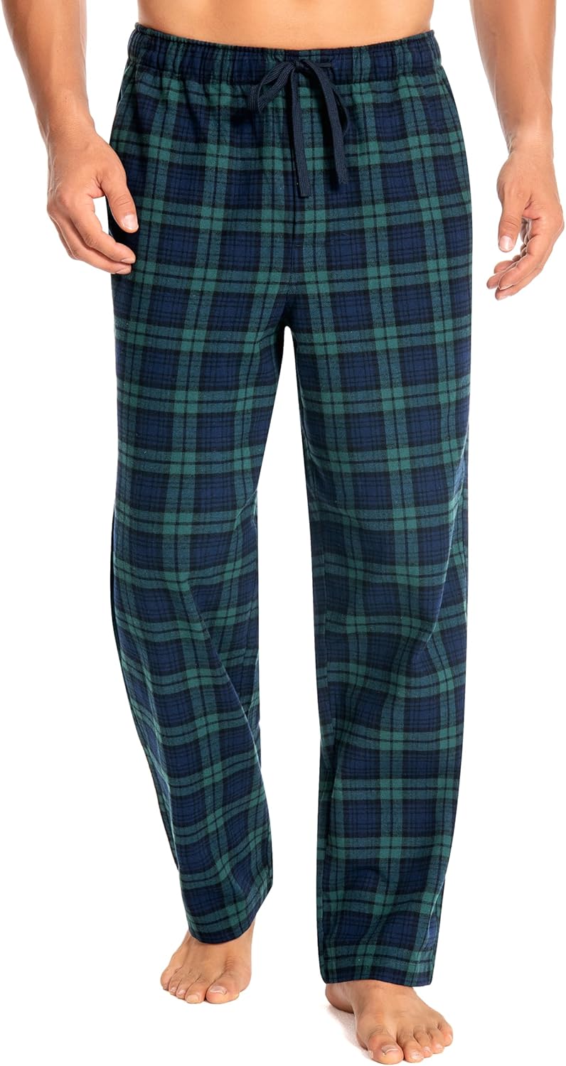 Nutria Herren Pyjamahose aus Flanell, 100% Baumwolle Kariert Weiche Schlafanzughose Warm Loungehose