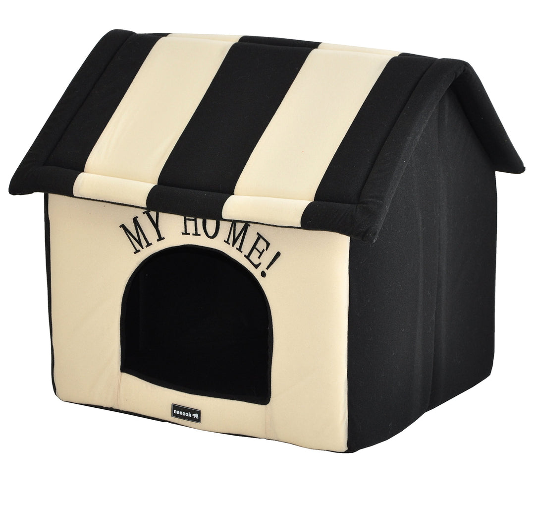 nanook Hundehöhle XL für mittelgrosse Hunde Hundebett Hundehaus faltbar flauschig kuschelig schwarz