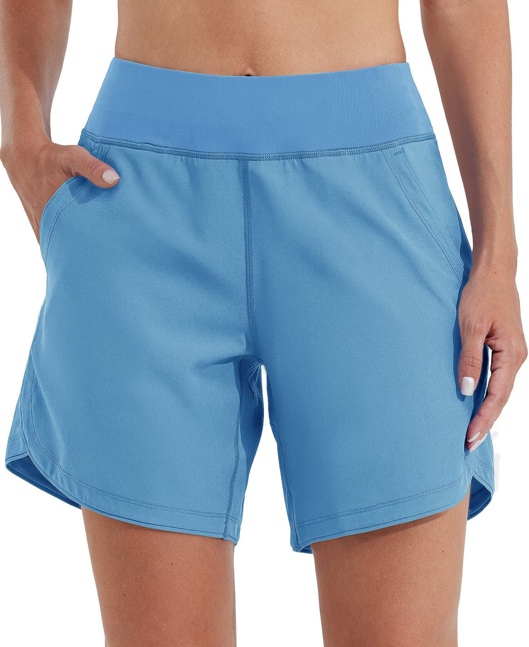 WILLIT Damen 7" Badeshorts Schwimmen Boardshorts Badehose Schnell Trocknend Bikini Shorts High Waist