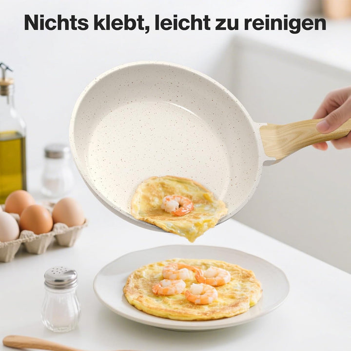 YASHE Antihaft-Bratpfannen-Set, 3-teilig mit 20/24/28 cm Granit-Pfannen, induktionsgeeignet, gesunde
