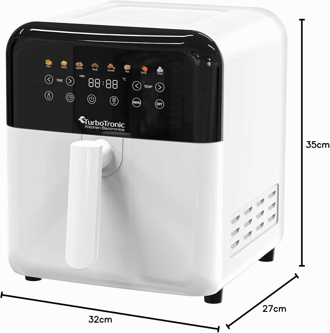TurboTronic Heissluftfritteuse XXL 6 Liter, 1600W, 8 Programme, Timer, Airfryer Heissluftfritteuse D