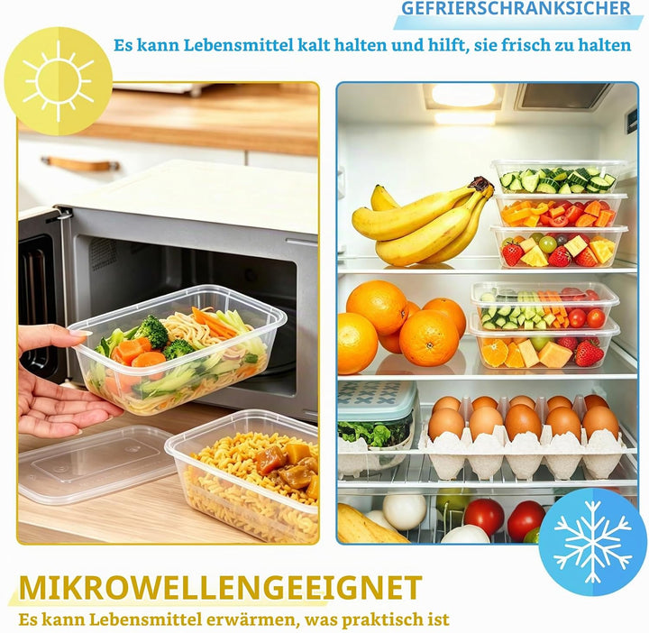 Meal Prep Boxen mit Deckel 50Pack Meal Prep Container mit 1000ml, 1000ml