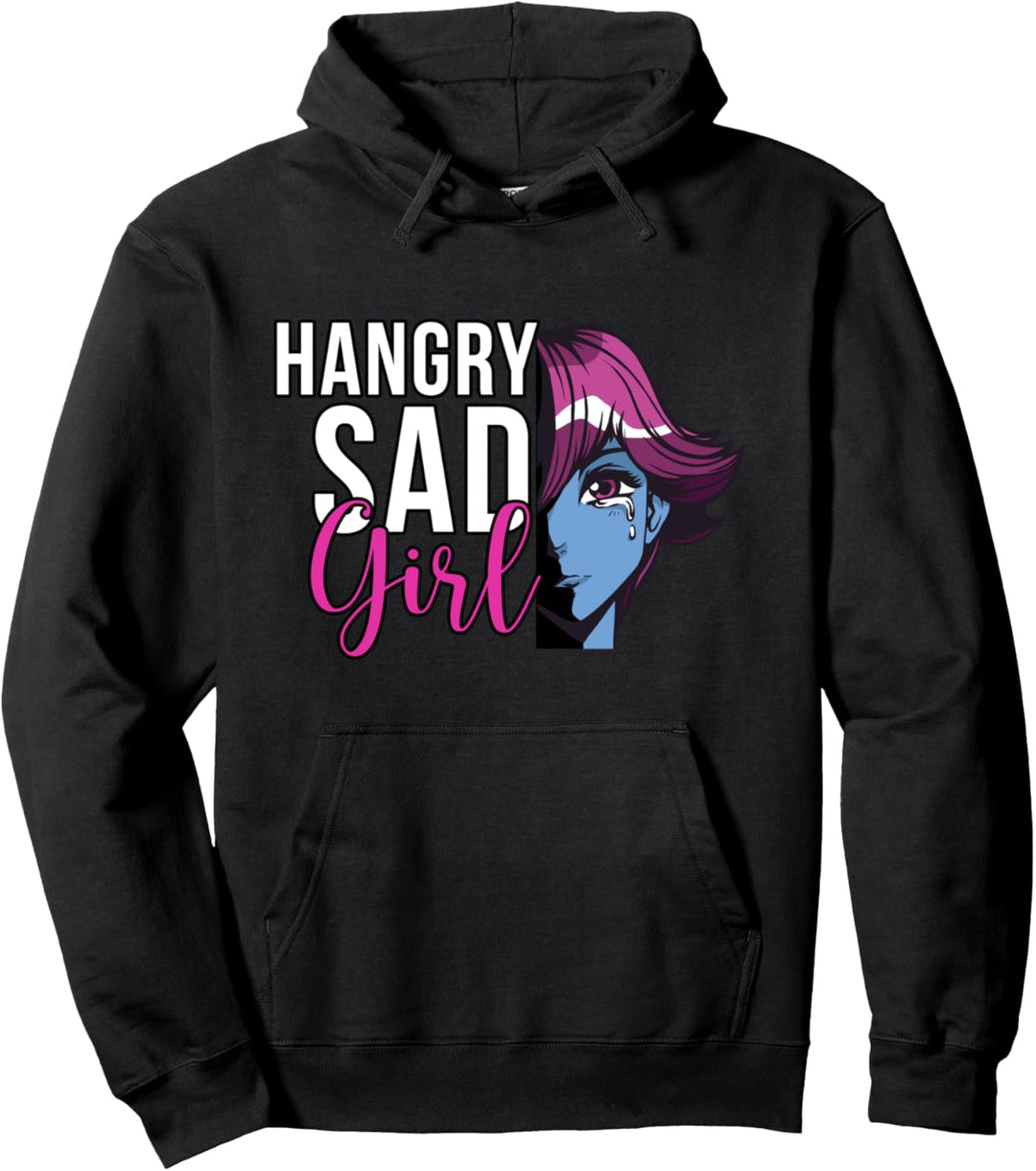 Hangry Sad Girl Manga Anime Hungrig Eboy Egirl Soft Grunge Pullover Hoodie