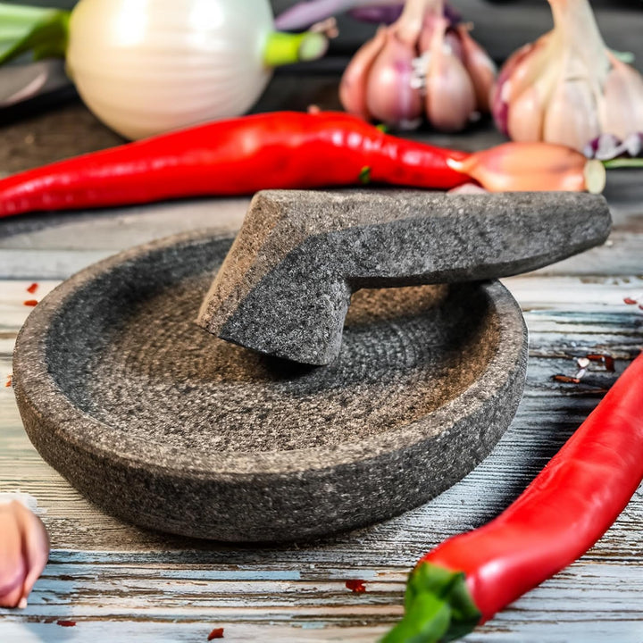 Cobek Mörser aus vulkanischem Naturstein – Traditionelles indonesisches Küchenwerkzeug zum Zerkleine