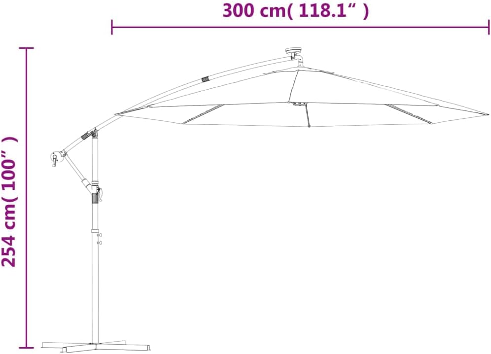 vidaXL Ampelschirm LED 300cm Anthrazit Sonnenschirm Kurbelschirm Gartenschirm 300 cm Anthrazit, 300