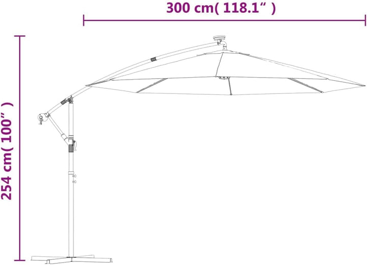 vidaXL Ampelschirm LED 300cm Anthrazit Sonnenschirm Kurbelschirm Gartenschirm 300 cm Anthrazit, 300