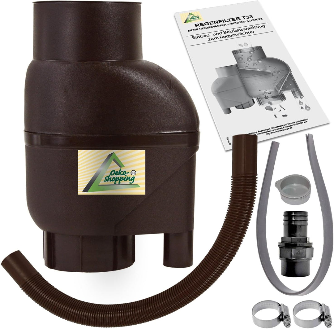 Regentonne Märchenbrunnen 330l mit Fallrohrfilter T33 FROSTSICHERES Regenfass mit stabilem Deckel un
