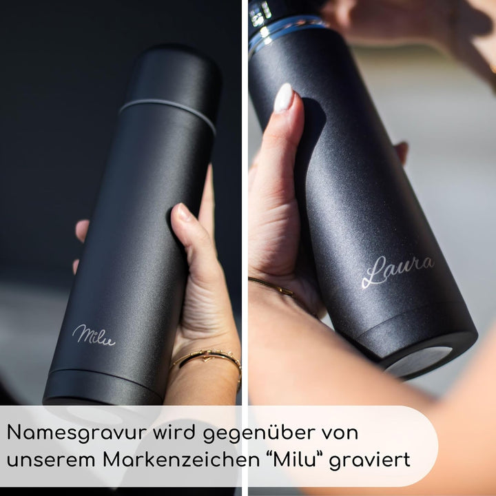 Milu Thermoskanne mit Gravur personalisiert - als Geschenk-Idee Ostern, Vatertag, Muttertag, Weihnac
