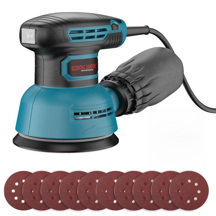 Elektrischer Exzenterschleifer 125mm 300W, Vielseitiger Schleifmaschine mit Absaugung für Holz Und M