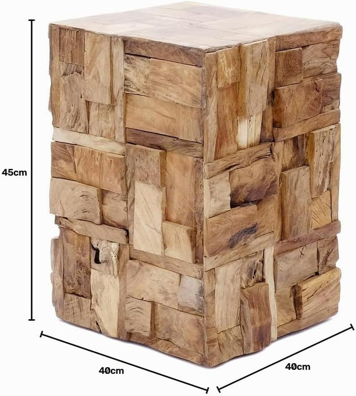 Brillibrum Design | Teakholz Beistelltisch | Treibholzhocker Teakholz | Handmade | Teak Hocker Mosai