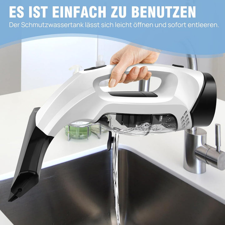 HSHa 3 in 1 Fenstersauger, kabelloser Handstaubsauger für Fenster, Spiegel, Duschen, 28 cm Gummiwisc
