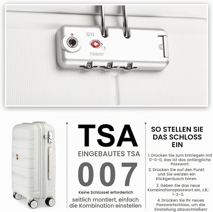 Sea choice Hartschalen Koffer Trolley Erweiterbar Kabinen Handgepäck 100% PP Leicht Reisekoffer mit