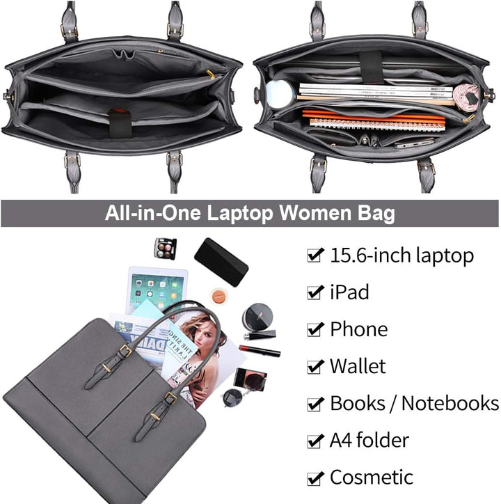 Lubardy Handtasche Damen Shopper Damen Gross Wasserdicht 15.6 Zoll Leder Laptop Tasche für Büro Arbe