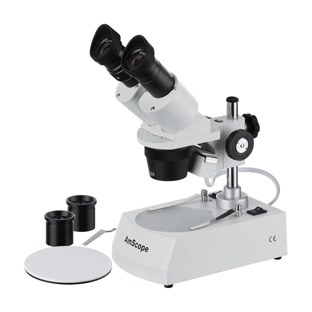 AmScope SE306R-PZ Kompaktes Stereomikroskop mit Mehreren Objektiven und abgewinkeltem Kopf, Metallsä