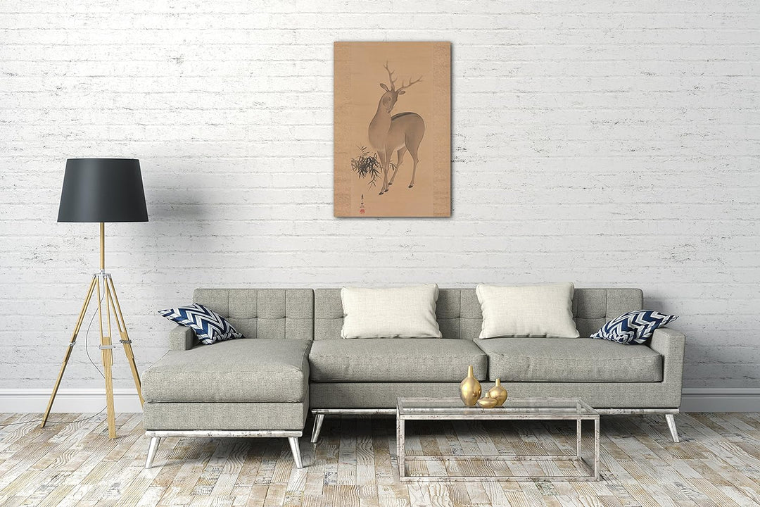 Printed Paintings Leinwand (60x80cm): Suzuki Kiitsu - Hirsch 60x80 cm, 60x80 cm