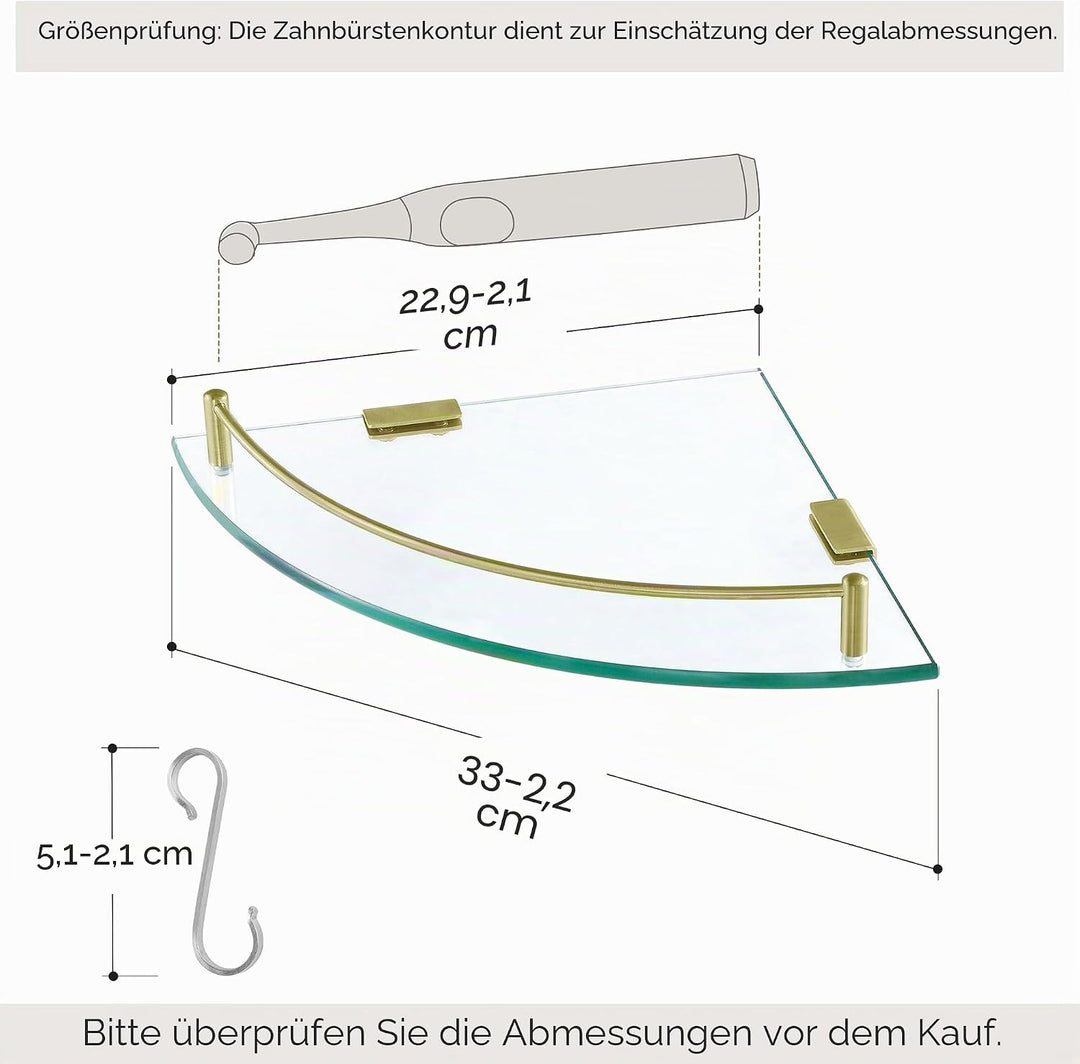 KES Duschablage Ecke Eckregal Duschregal Glasregal Duschablage Glas Hartglas Wandregal Badregal Dusc