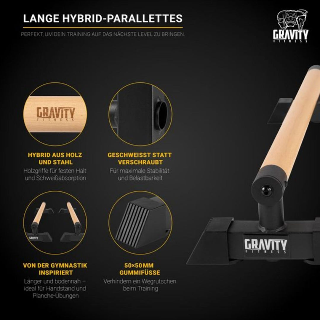Gravity Fitness | Parallettes - mittelgross - neue 38-mm-Griffe - Calisthenics, Crossfit, Heim- und