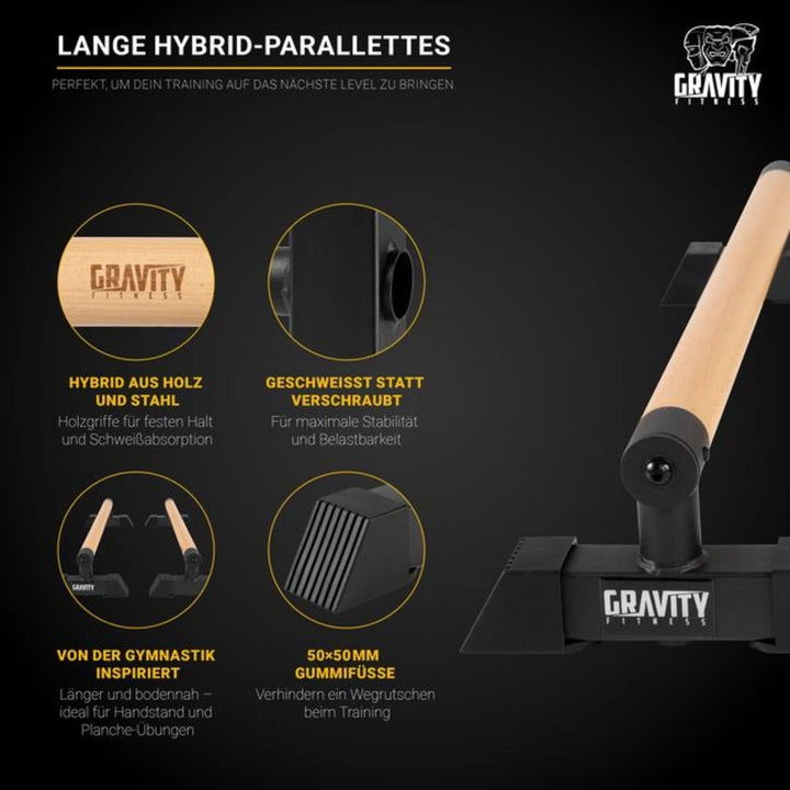 Gravity Fitness | Parallettes - mittelgross - neue 38-mm-Griffe - Calisthenics, Crossfit, Heim- und