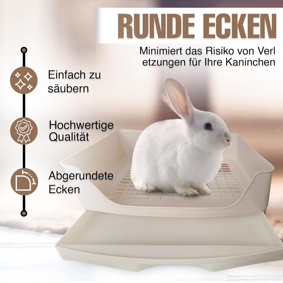 Breker Kaninchen Toilette [mit HERRAUSNEHMBARER SCHUBLADE] inkl. Bodenrost - Geeignet als Hasentoile