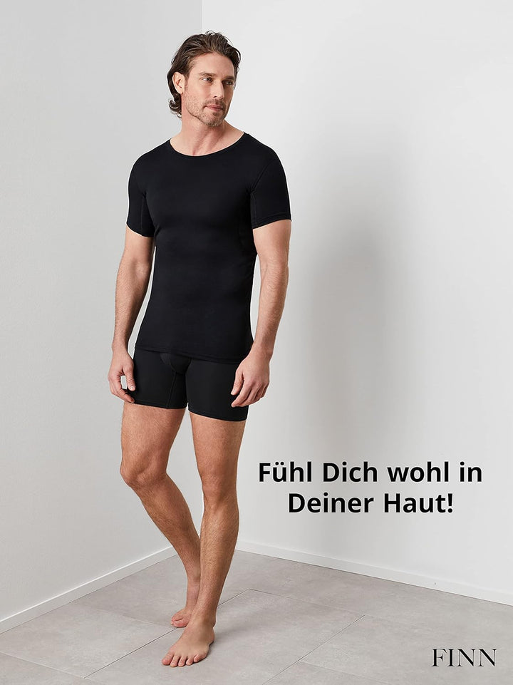 FINN Anti-Schweiss Shirt Herren mit Rundhals und integrierten Achselpads gegen Starkes Schwitzen - A