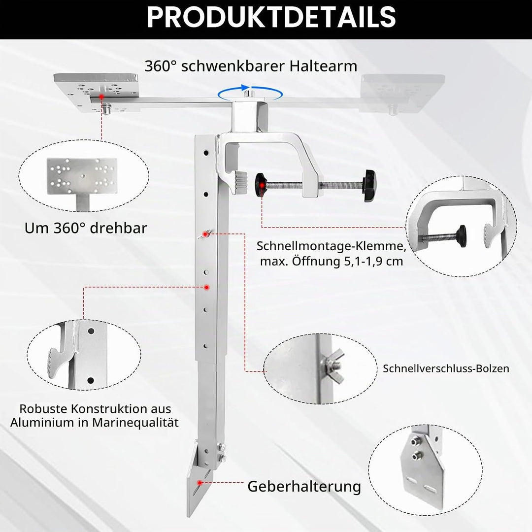 Fischfinderhalterung, Fischfinder Echolot Angeln Halterung 360° Schwenkbarer Aluminium Fischfinder-H