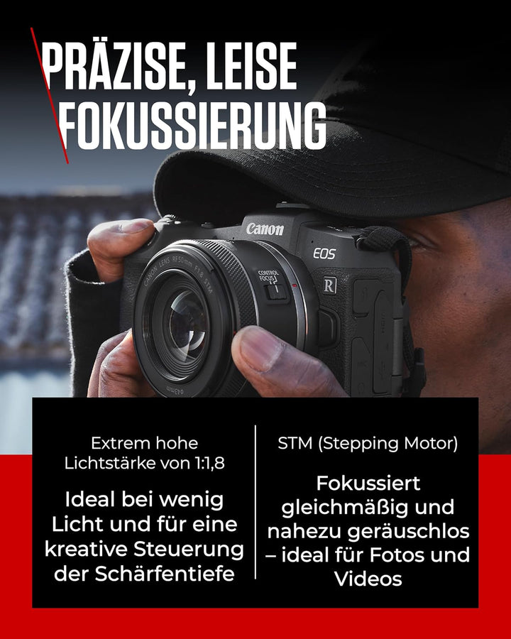 Canon RF 50mm F1.8 STM Objektiv | Kompakt und leicht, hohe Lichtstärke von 1:1,8, kompatibel mit All