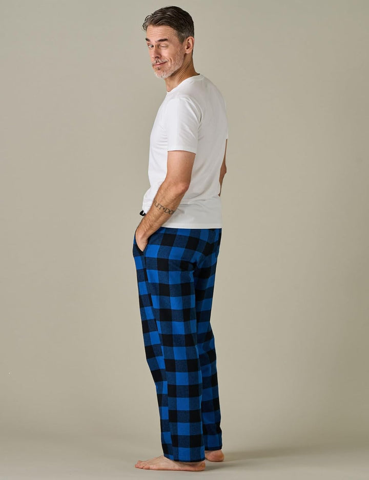 LAPASA Herren Fleece Pyjamahose Relaxed Fit Lounge Hose M128 L Wärmer: Baumwollflanell Baumwollflane