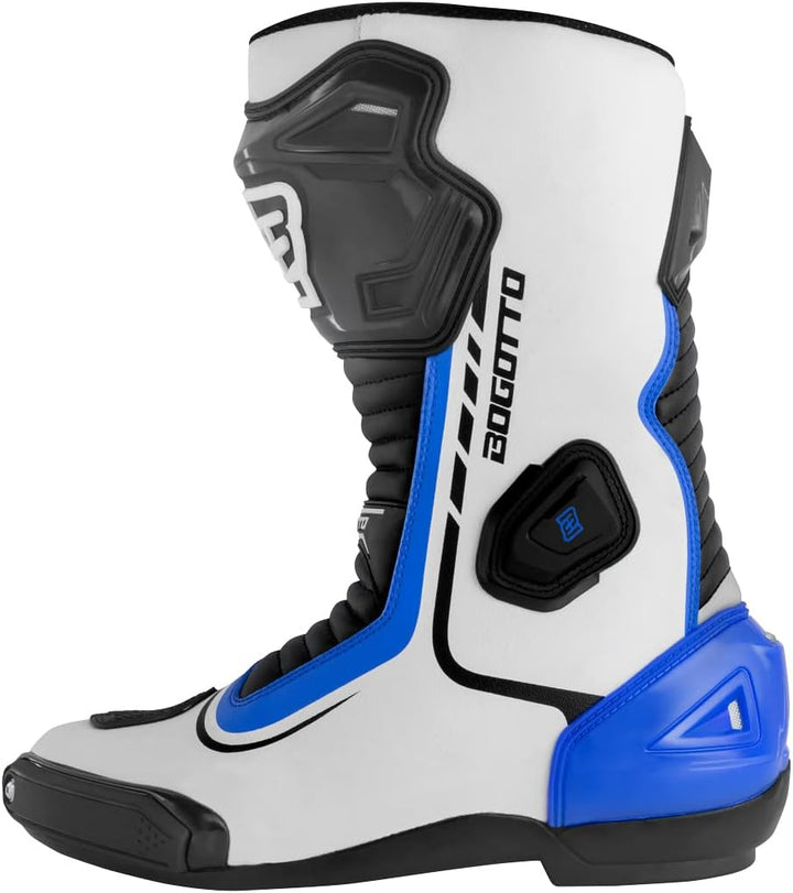 Bogotto Race-X Motorrad Stiefel, weiss/blau/schwarz, 40 40 EU Weiss Blau Schwarz, 40 EU Weiss Blau S