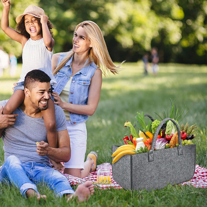 4 Stück Filz Holzkörbe Tragbare Kaminholztasche mit Griff Faltbare Kaminholzkörbe Innen & Aussen 30L