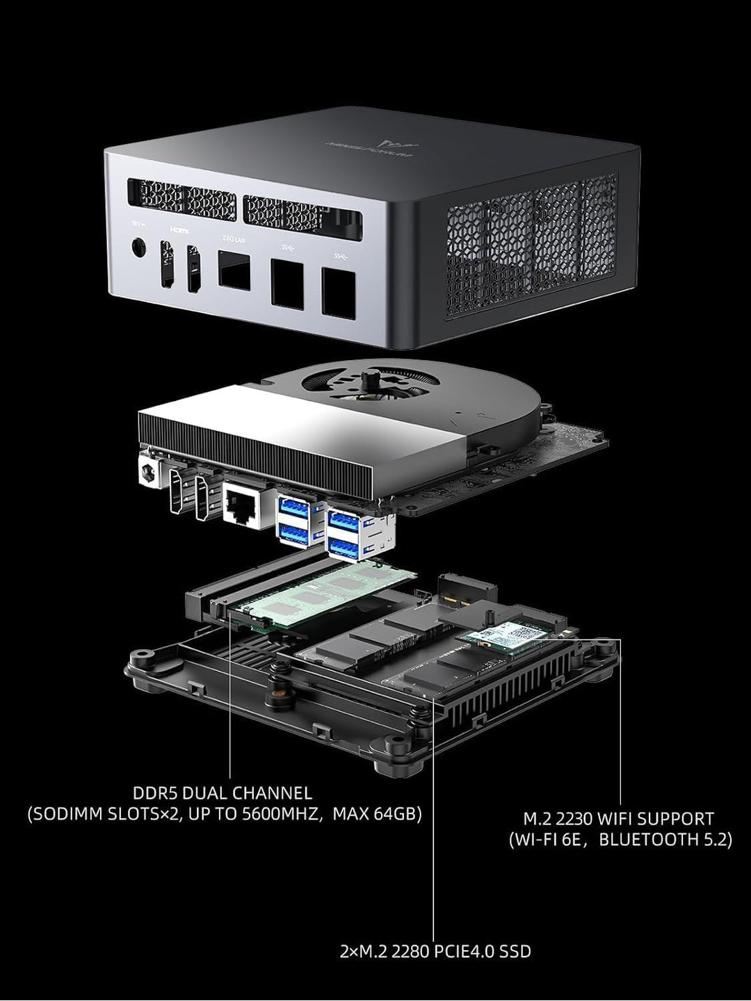 MINIS FORUM UM790 Pro Mini PC AMD Ryzen 9 9 7940HS bis zu 5,2 GHz 32 GB DDR5 1 TB SSD Con AMD Radeon