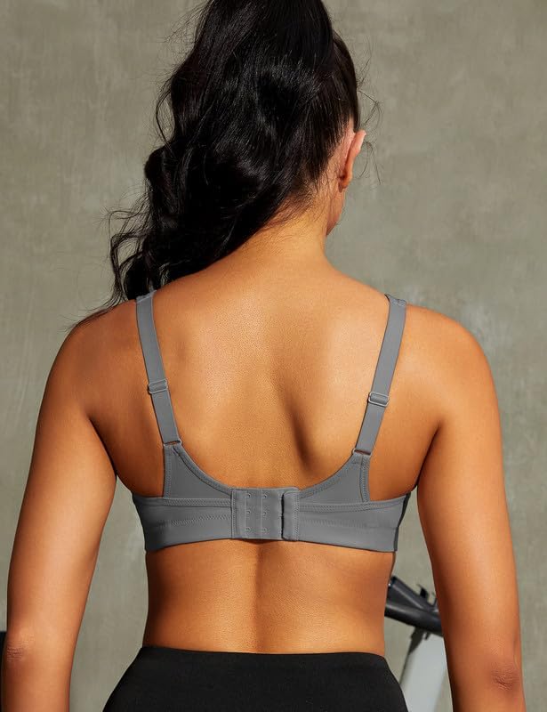 Wingslove Damen Sport BH ohne Bügel Nicht Gepolstert High Impact Bustier Halt Joggen BH 75B Grau, 75