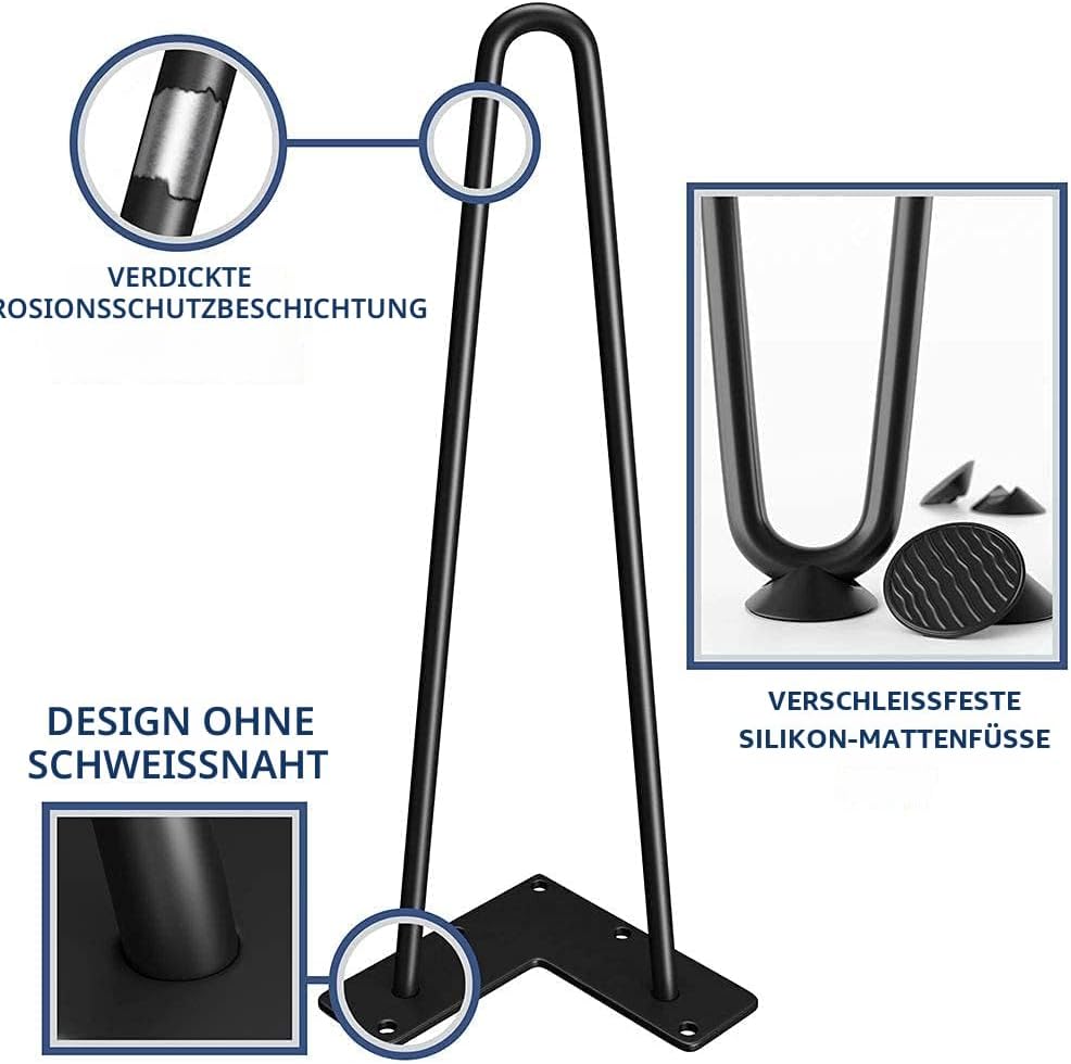 WINSOON 4er Set Haarnadel Tischbeine 40cm Metall Hairpin Legs DIY Tischbeine Möbelfüsse Tischkufen a