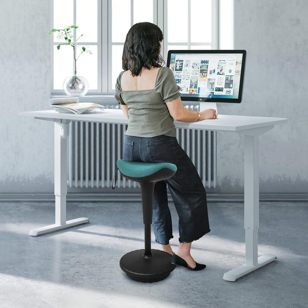 IWMH Ergonomischer Arbeitshocker, Hochverstellbare Stehhilfe,  Atmungsaktiver Sitz-Steh-Hocker 360°
