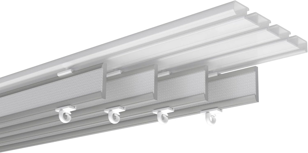 INTERDECO Paneelwagen (4 Sets) Silbergrau, Aluminium mit Klettband für Gardinenschienen, Easyslide,