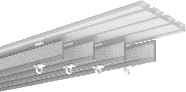 INTERDECO Paneelwagen (4 Sets) Silbergrau, Aluminium mit Klettband für Gardinenschienen, Easyslide,