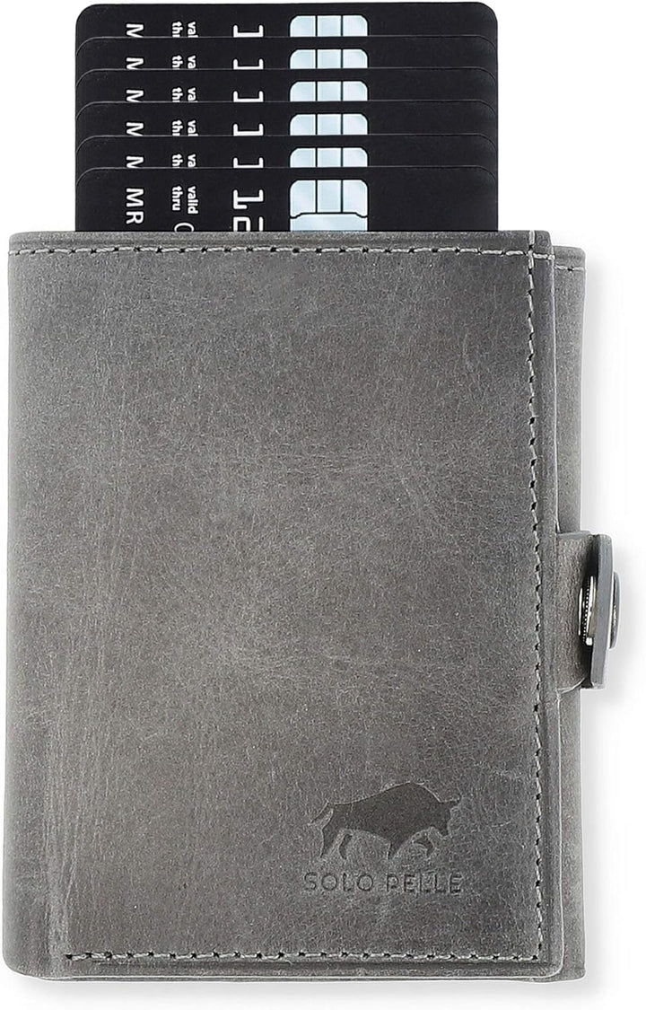 NEU: SOLO PELLE® Slim Wallet mit Münzfach [12 Karten] Slimwallet Riva [RFID-Schutz] Kartenetui mit M