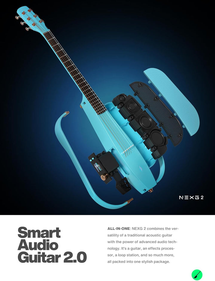Enya NEXG 2 Basic-Gitarre – Blaue 38" Carbonfaser Akustik Elektro Smart Aduio Gitarre mit 80W Lautsp