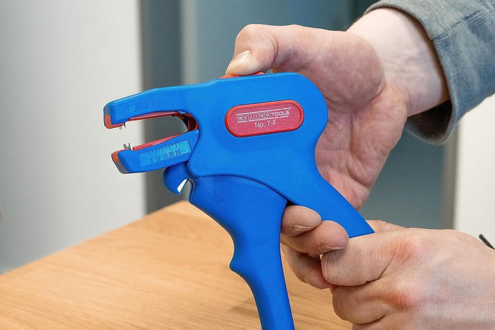 WEICON 51001007 Abisolierzange No. 7-F für 0,75-4,00mm² Flachkabel mit Seitenschneider, blau/rot