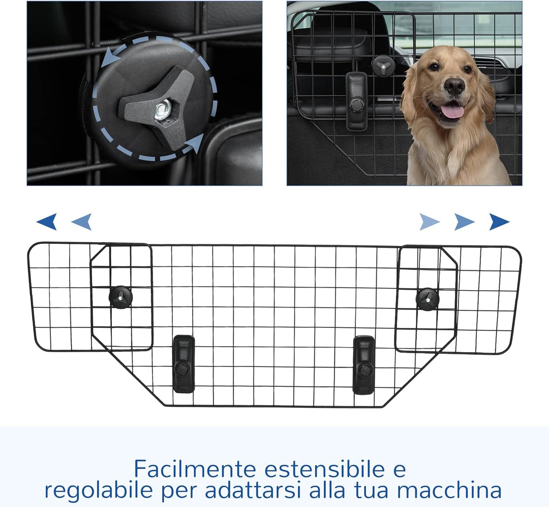 PawHut Hundegitter Auto Universal Autoschutzgitter für Hunde mit Stufenlos Verstellbare Breite, Tren