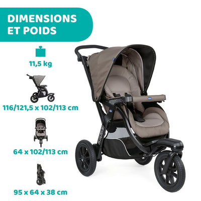 Chicco Activ3 Kinderwagen mit 3 Rädern, leicht zu fahren in jedem Gelände, breiter Sitz, verstellbar