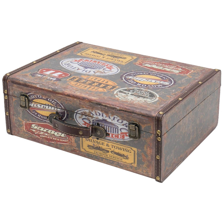 HMF VKO107 Vintage Koffer aus Holz | 44 x 32 x 16 cm | Gross | Deko Garage 44 cm Garage, 44 cm Garag