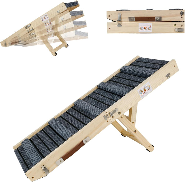 Hunderampe 80cm, Katzenrampe, Hundrampe Auto Klappbar, Höhenverstellbar Hundetreppe, Hunderampe Bett