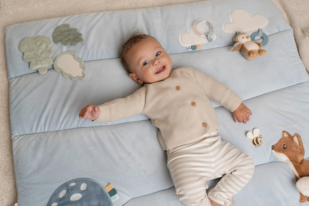 Little Dutch Krabbeldecke Spieldecke Activity Matte Baby (80x100 cm) blau - Forest Friends