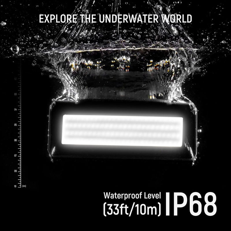 NEEWER WP12 Unterwasser Tauchlicht, 33ft/10m IP68 Wasserdichtes LED Video Licht mit Kugelkopf, 1900m