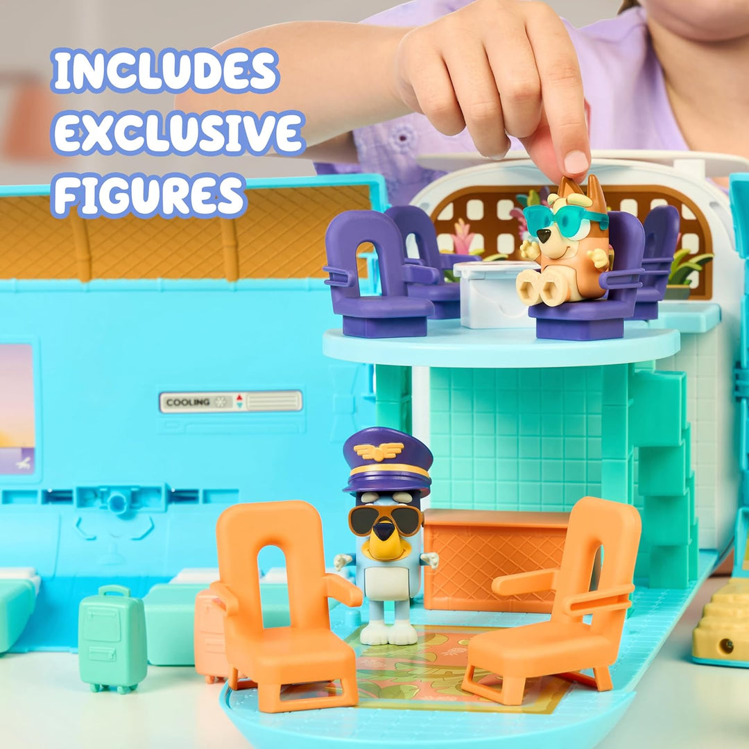 BlueY 3-in-1 Flugzeug-Spielset zum Ausklappen; Verwandlung von Flugzeug in Hotelresort & Boot! 70 cm