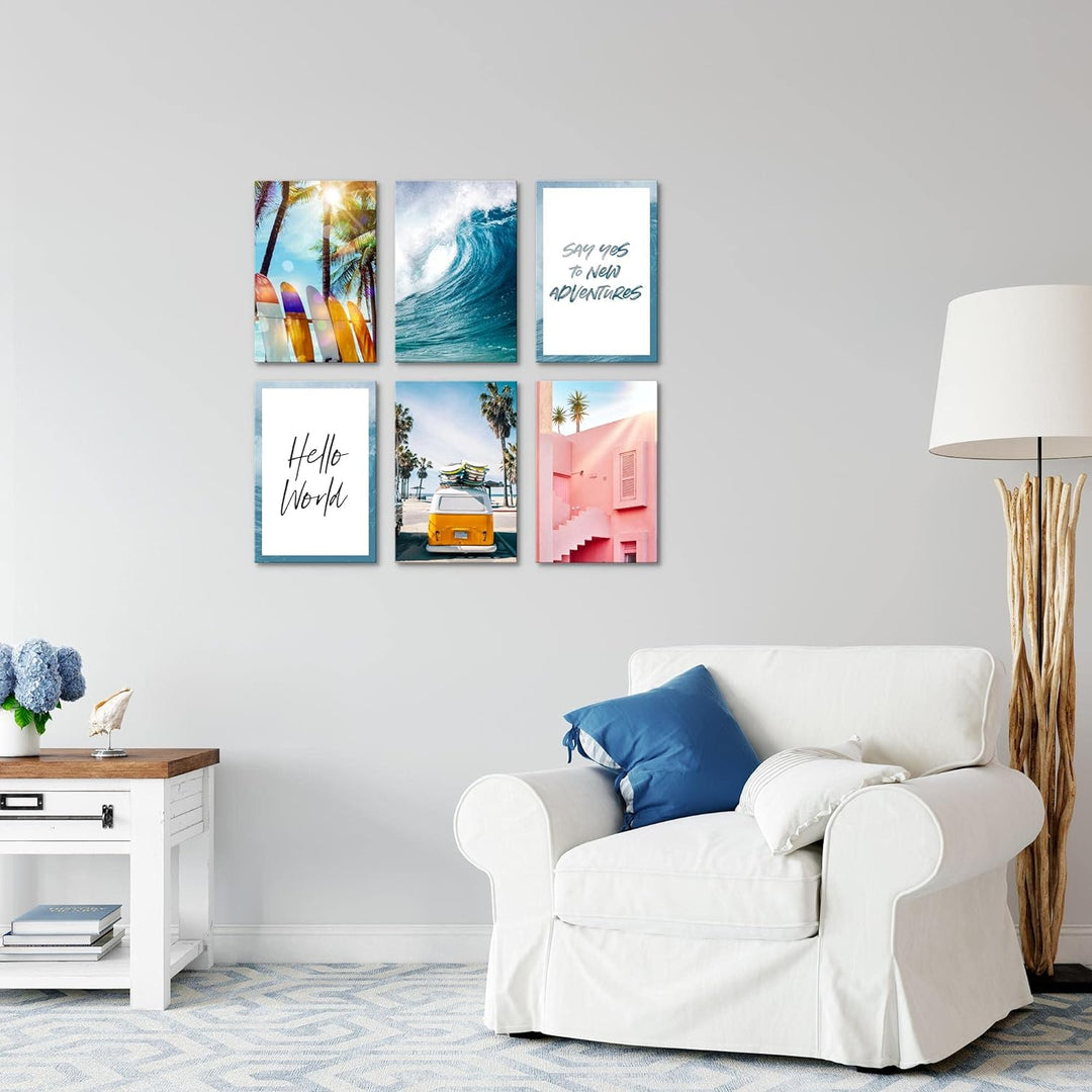 Novart Wandbilder Set - KOMPLETT AUFHÄNGFERTIG - Made in Germany - Moderne Bilder Natur Wohnzimmer S