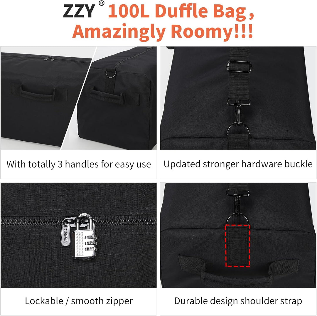 ZZY Grosse Reisetasche Leichte für Herren, 100L Sporttasche, Gepäcktasche für Reisen, Camping, Sport